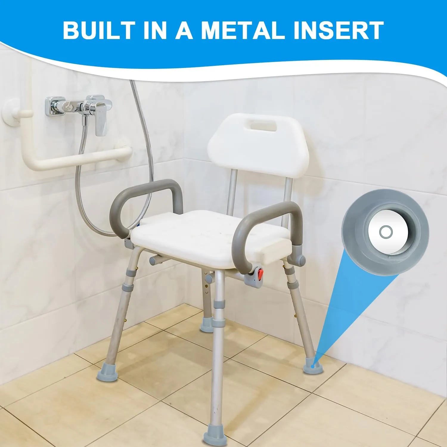 1-1/8" Shower Chair Feet, Non-Slip Suction Pads, 4-Pack