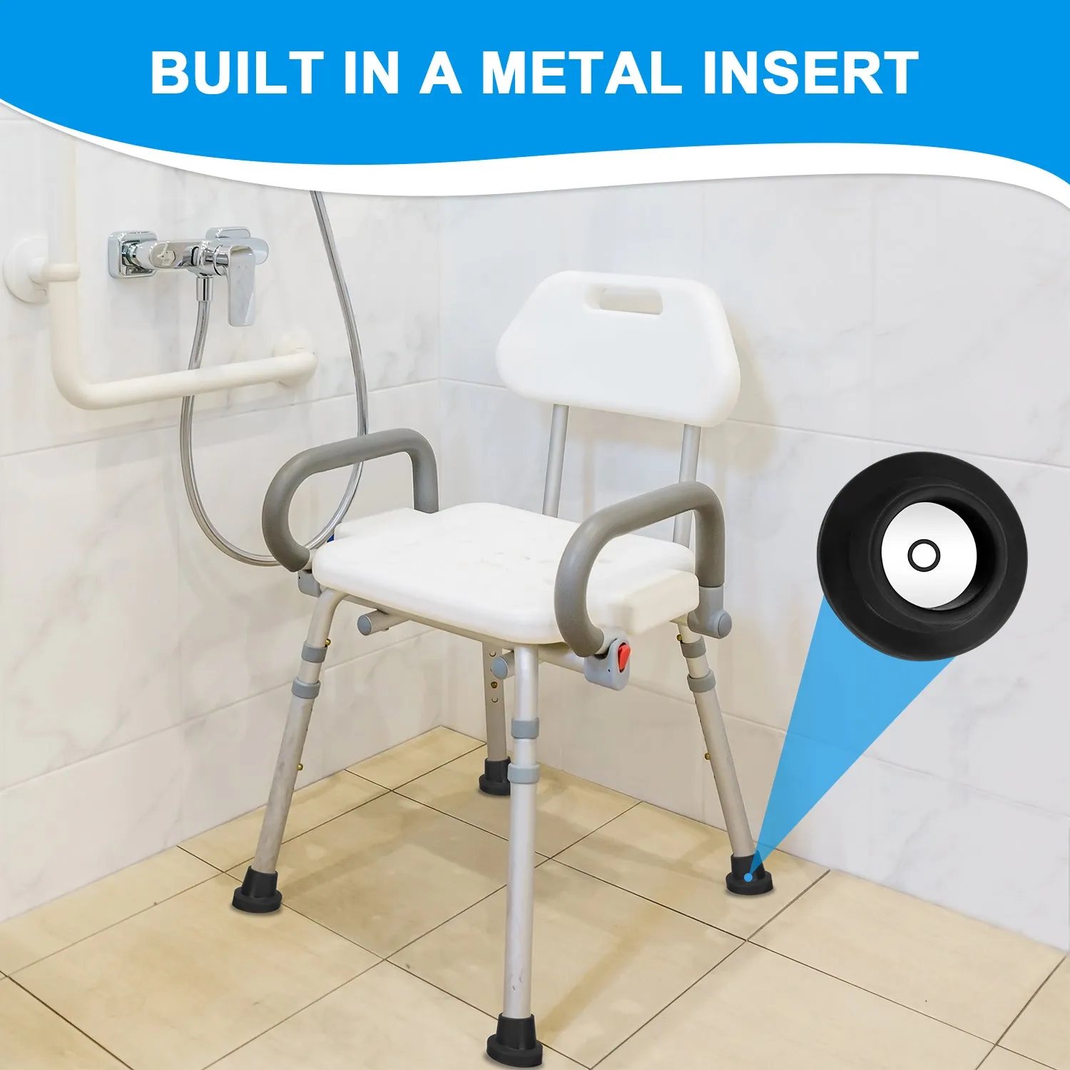 1-1/8" Shower Chair Feet, Non-Slip Suction Pads, 4-Pack