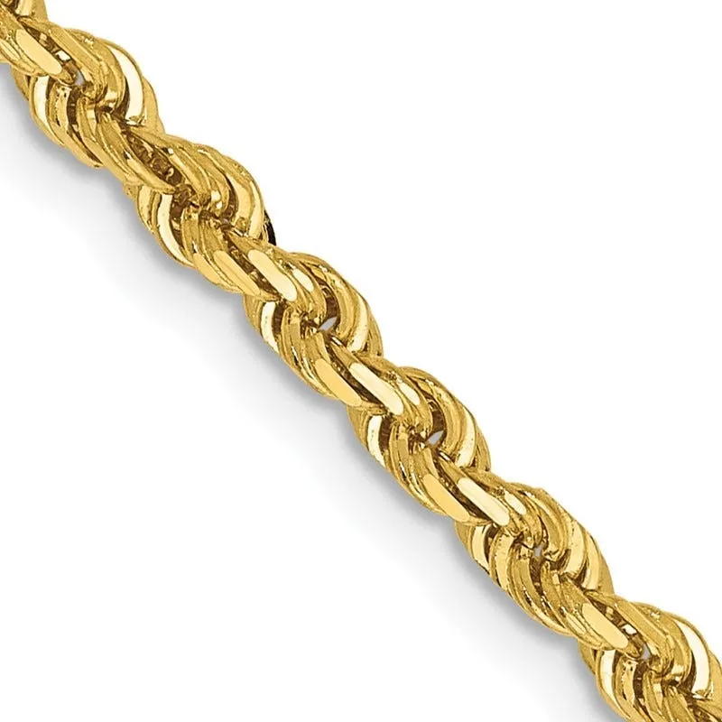 14K 16 Inch 3mm Diamond-cut Quadruple Rope Lobster Clasp Chain Necklace