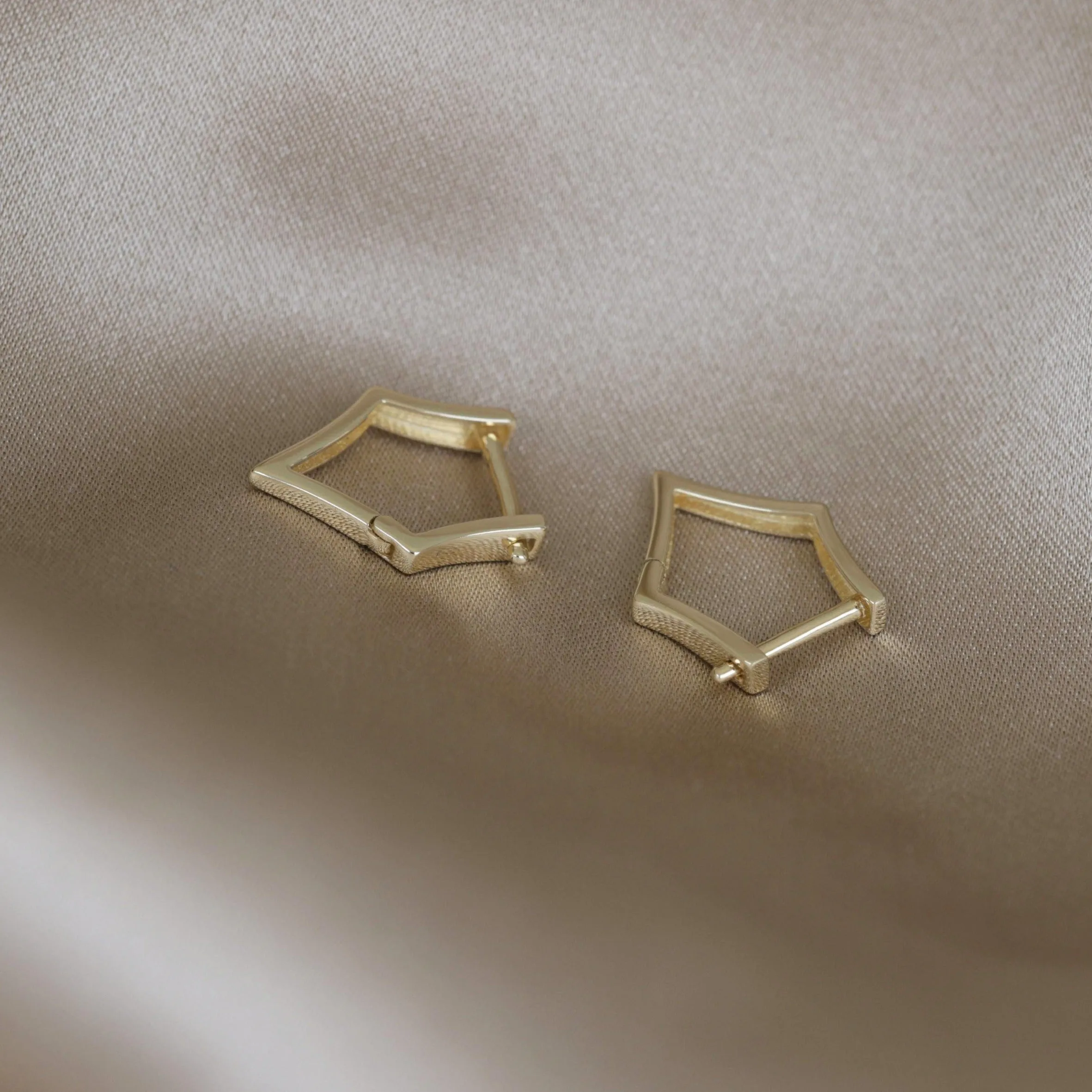 14k Gold Sleek Edge Hoop Earring
