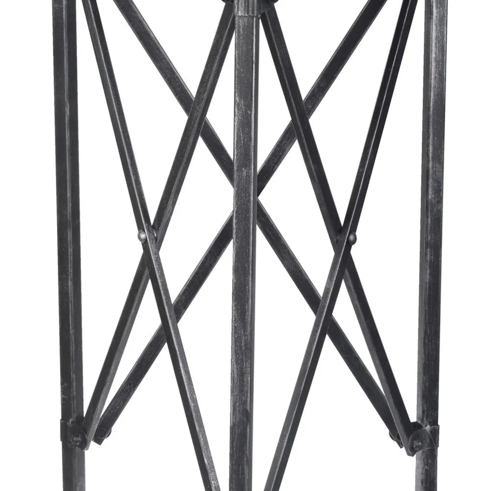 27 Inch Side Table, Round Metal Body, Glass Tabletop, 3 Wheels, Silver By Casagear Home