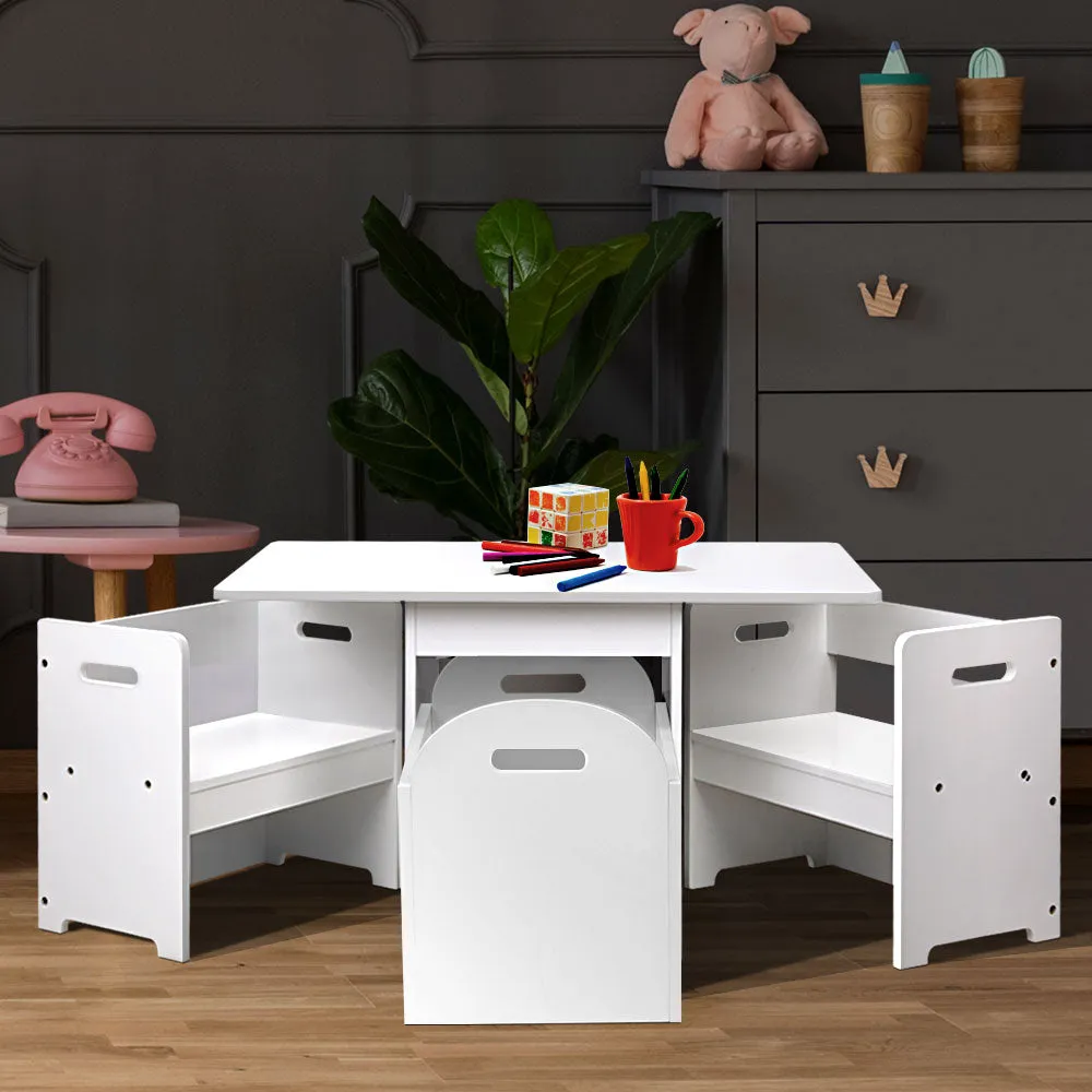 3PCS Kids Table, Chairs, Storage Set, Eco-Friendly - Keezi