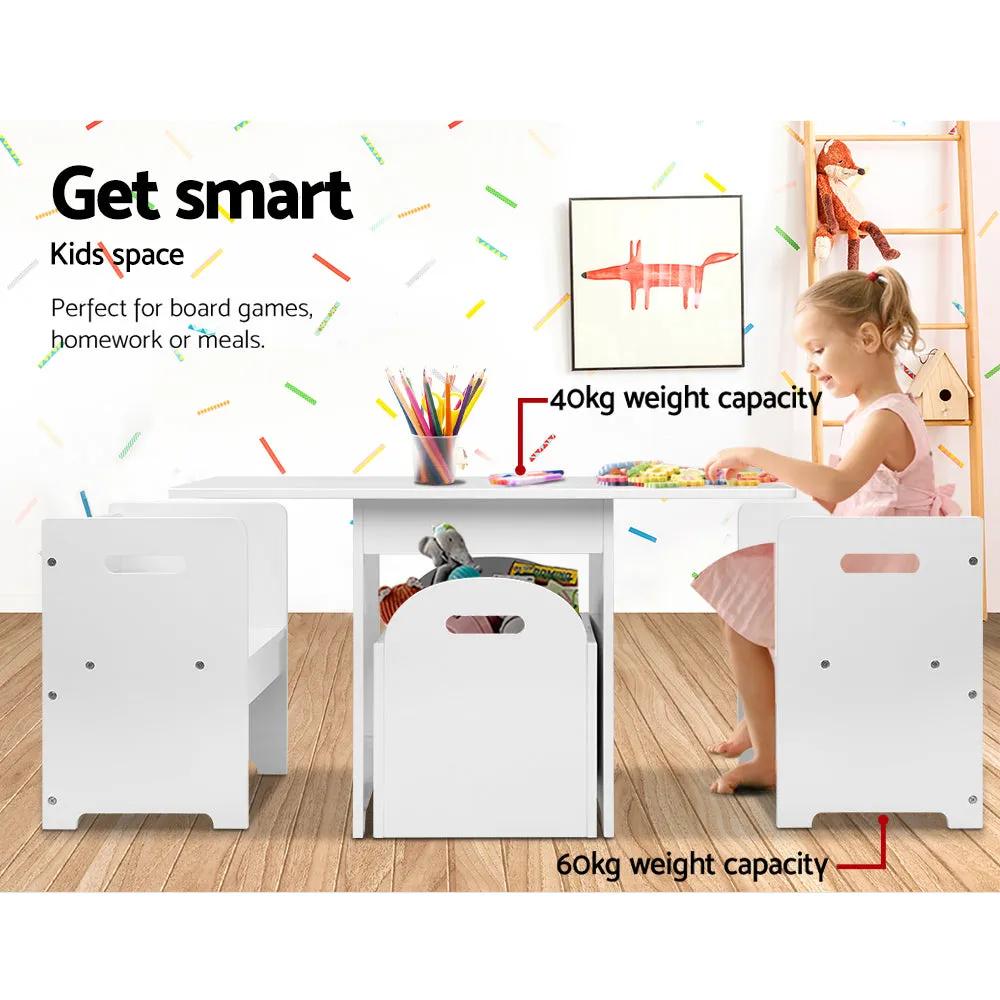 3PCS Kids Table, Chairs, Storage Set, Eco-Friendly - Keezi