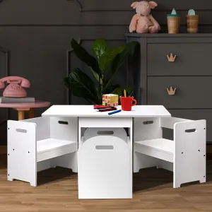 3PCS Kids Table, Chairs, Storage Set, Eco-Friendly - Keezi