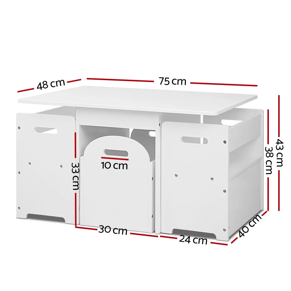 3PCS Kids Table, Chairs, Storage Set, Eco-Friendly - Keezi