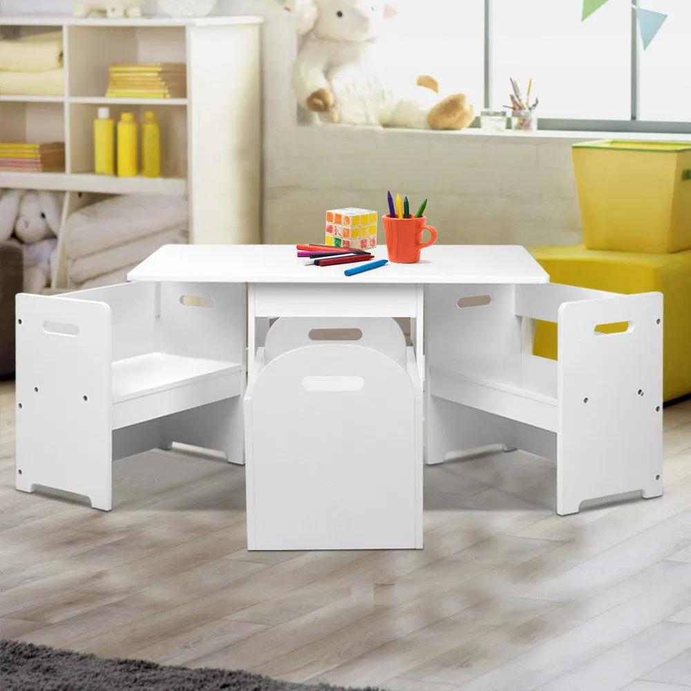3PCS Kids Table, Chairs, Storage Set, Eco-Friendly - Keezi