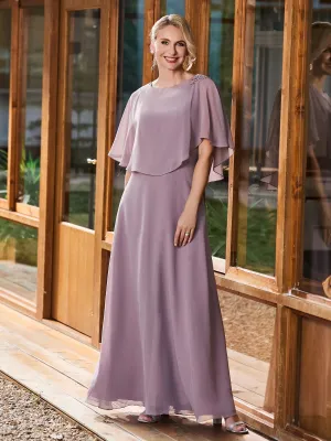 A-line Flutter Cape Sleeves Dress Sunset