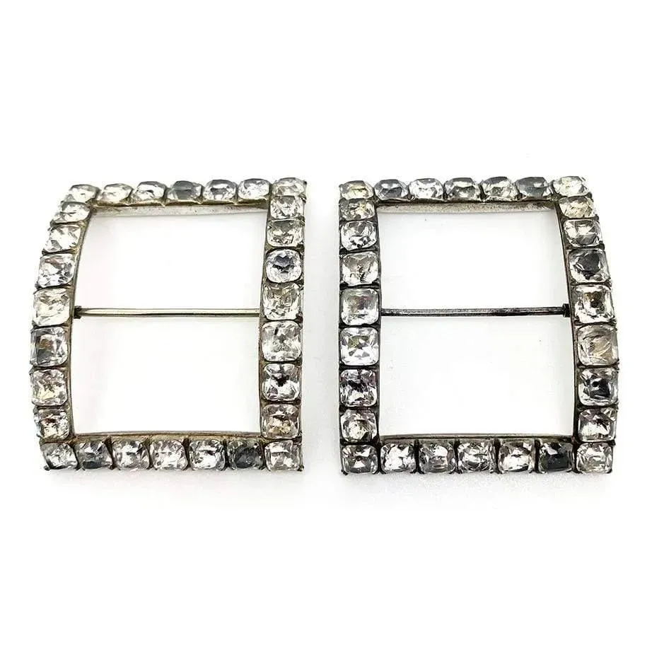 Antique Georgian Black Dot Paste Buckles Bracelet Belt