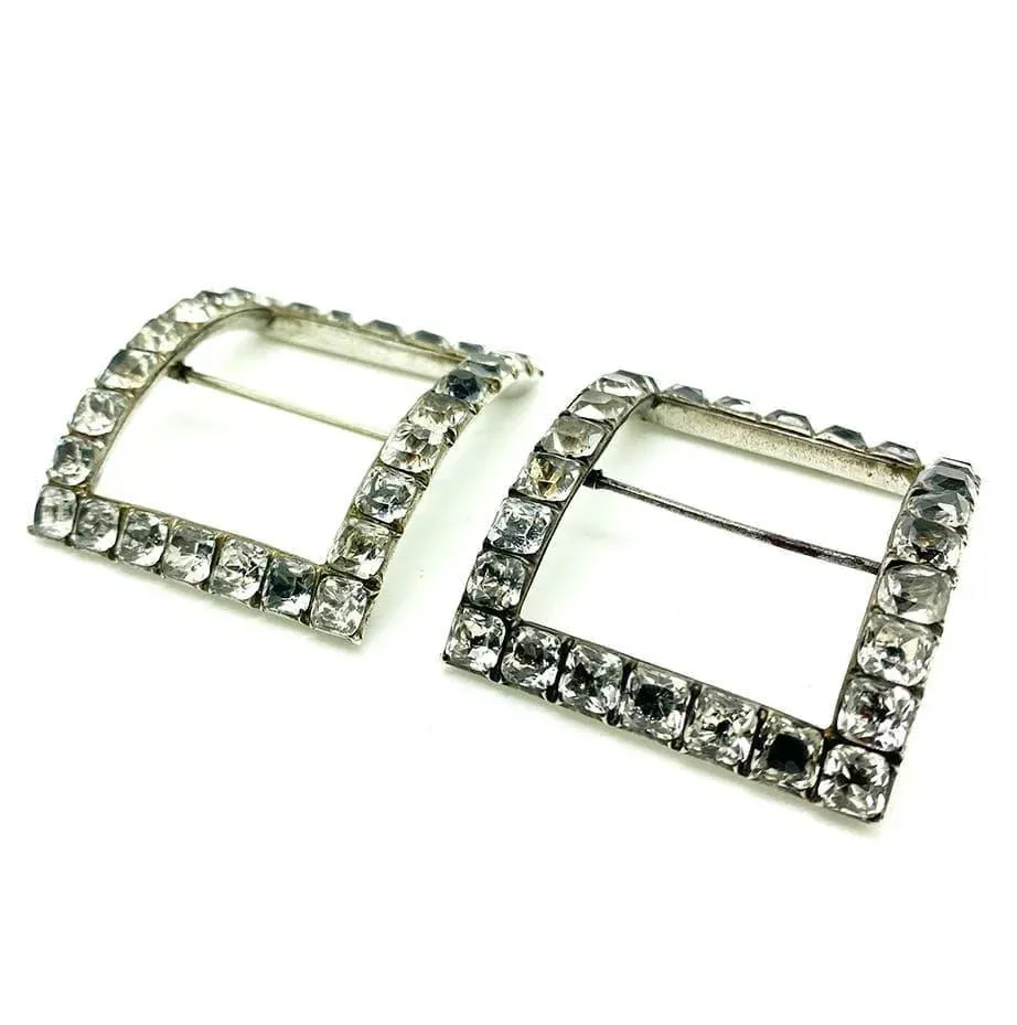 Antique Georgian Black Dot Paste Buckles Bracelet Belt