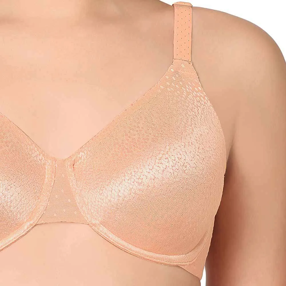 Back Appeal Non Padded Wired Full Cup Everyday Wear Plus Size Comfortable Full Support Bra - Peach