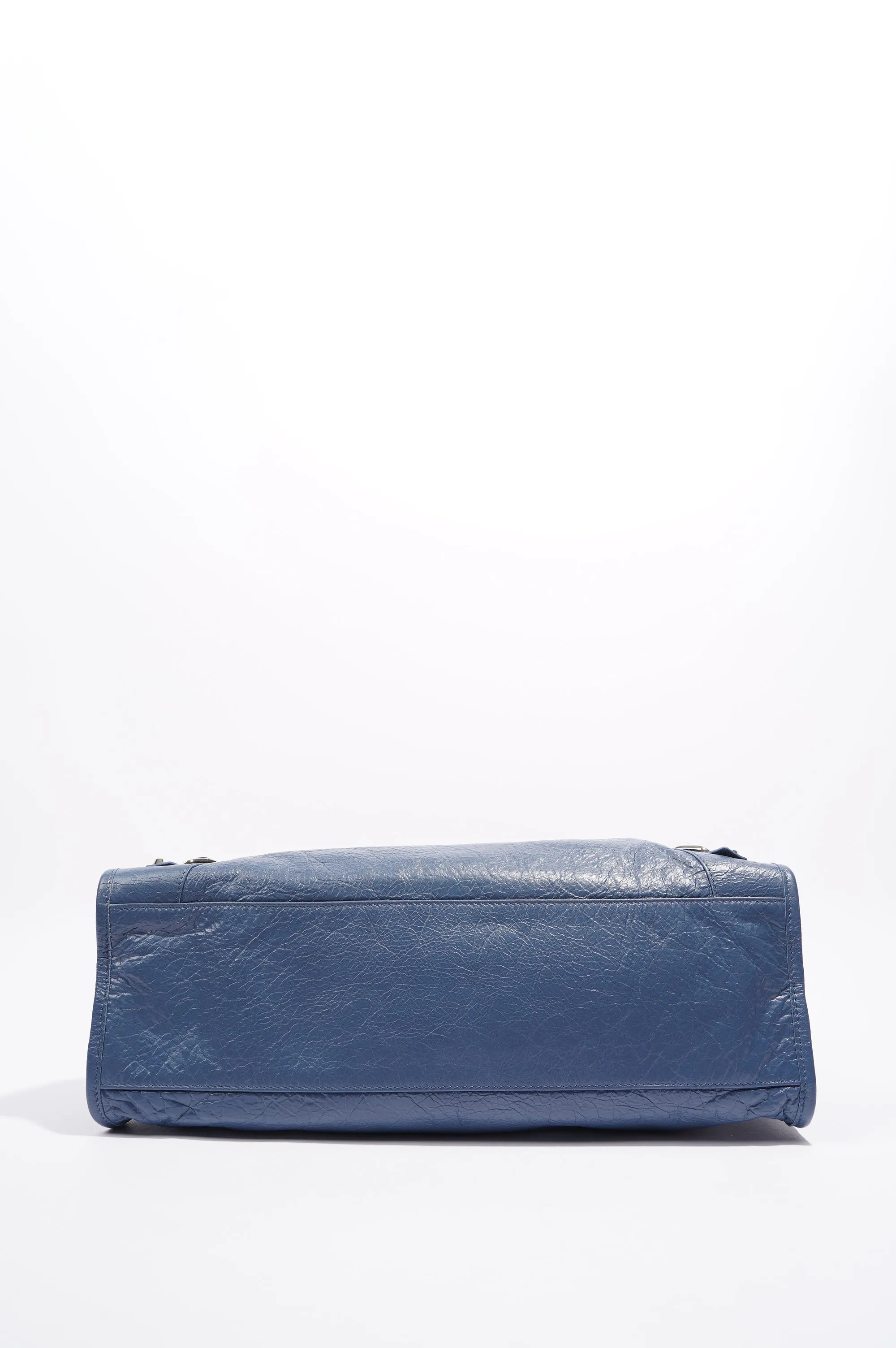 Balenciaga Womens Classic City Bag Blue Leather Small