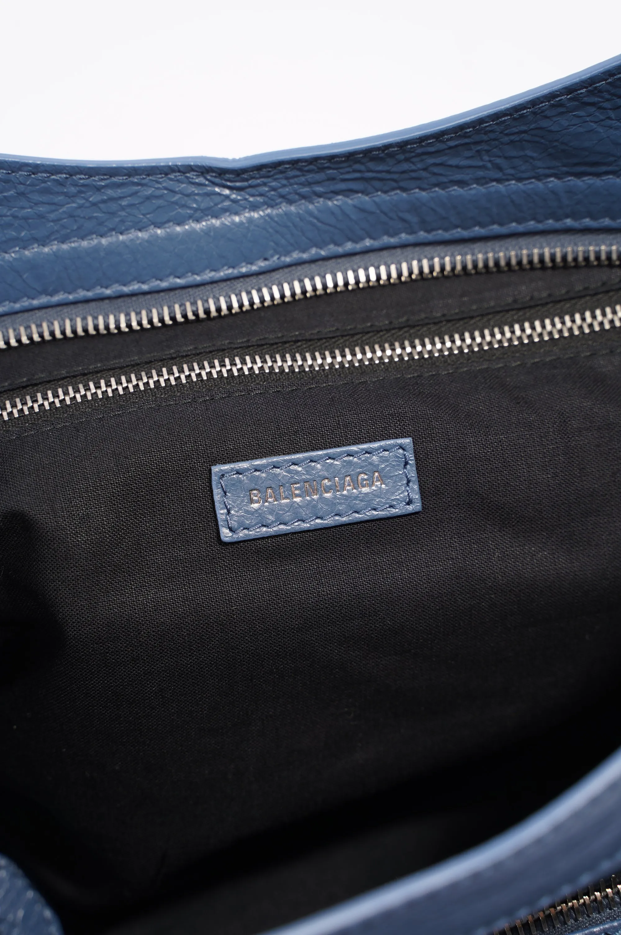 Balenciaga Womens Classic City Bag Blue Leather Small