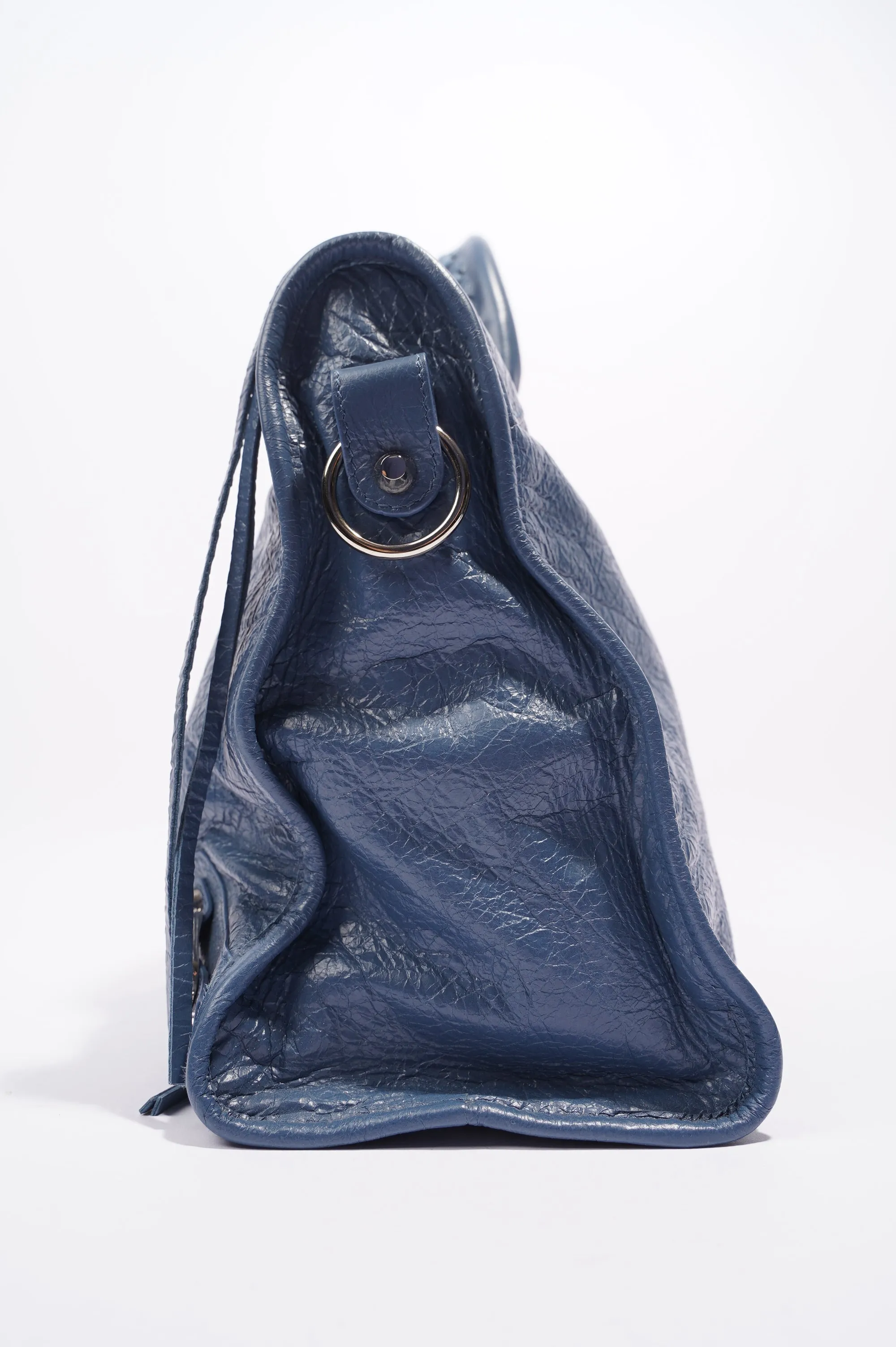 Balenciaga Womens Classic City Bag Blue Leather Small