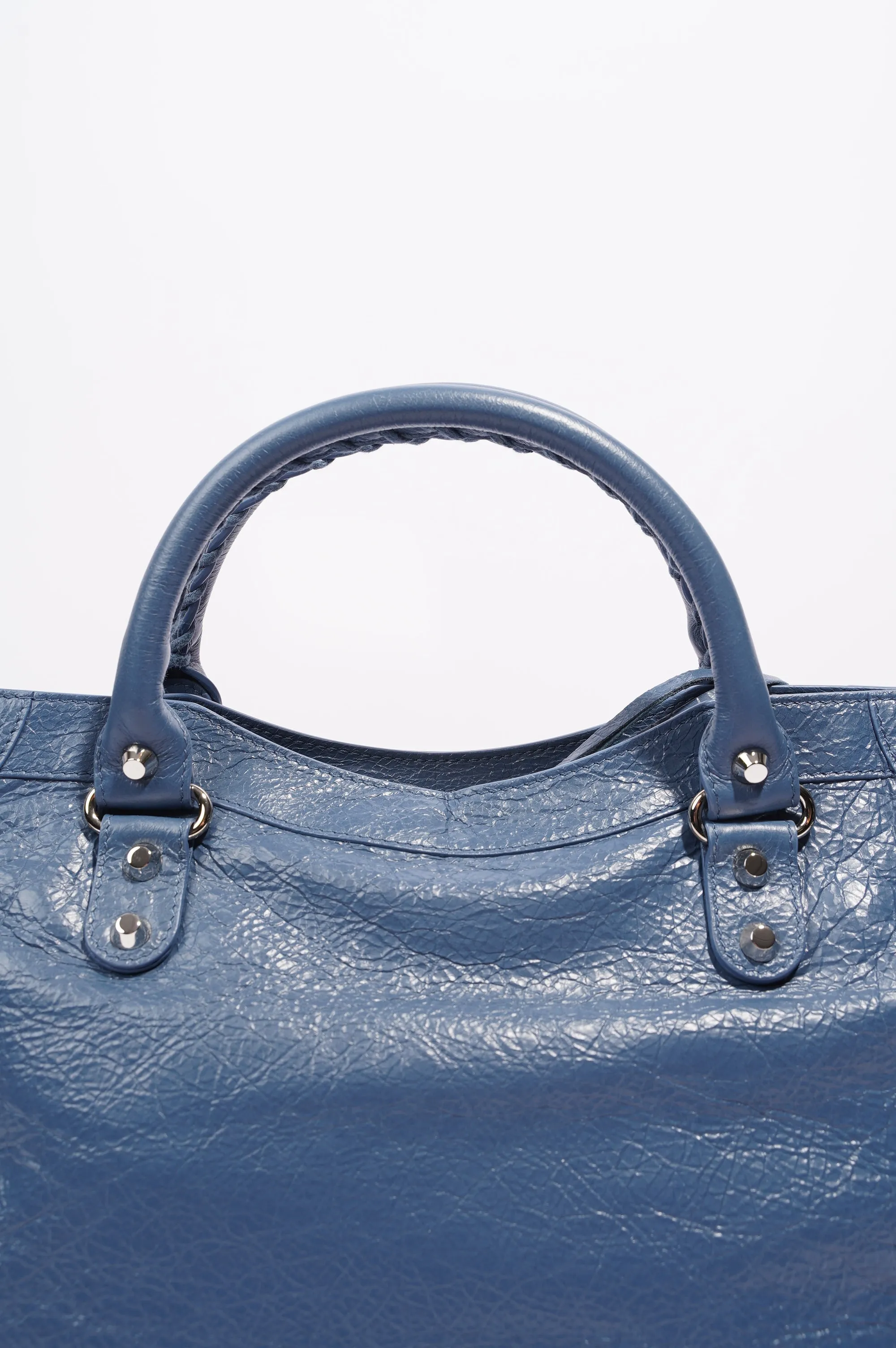 Balenciaga Womens Classic City Bag Blue Leather Small