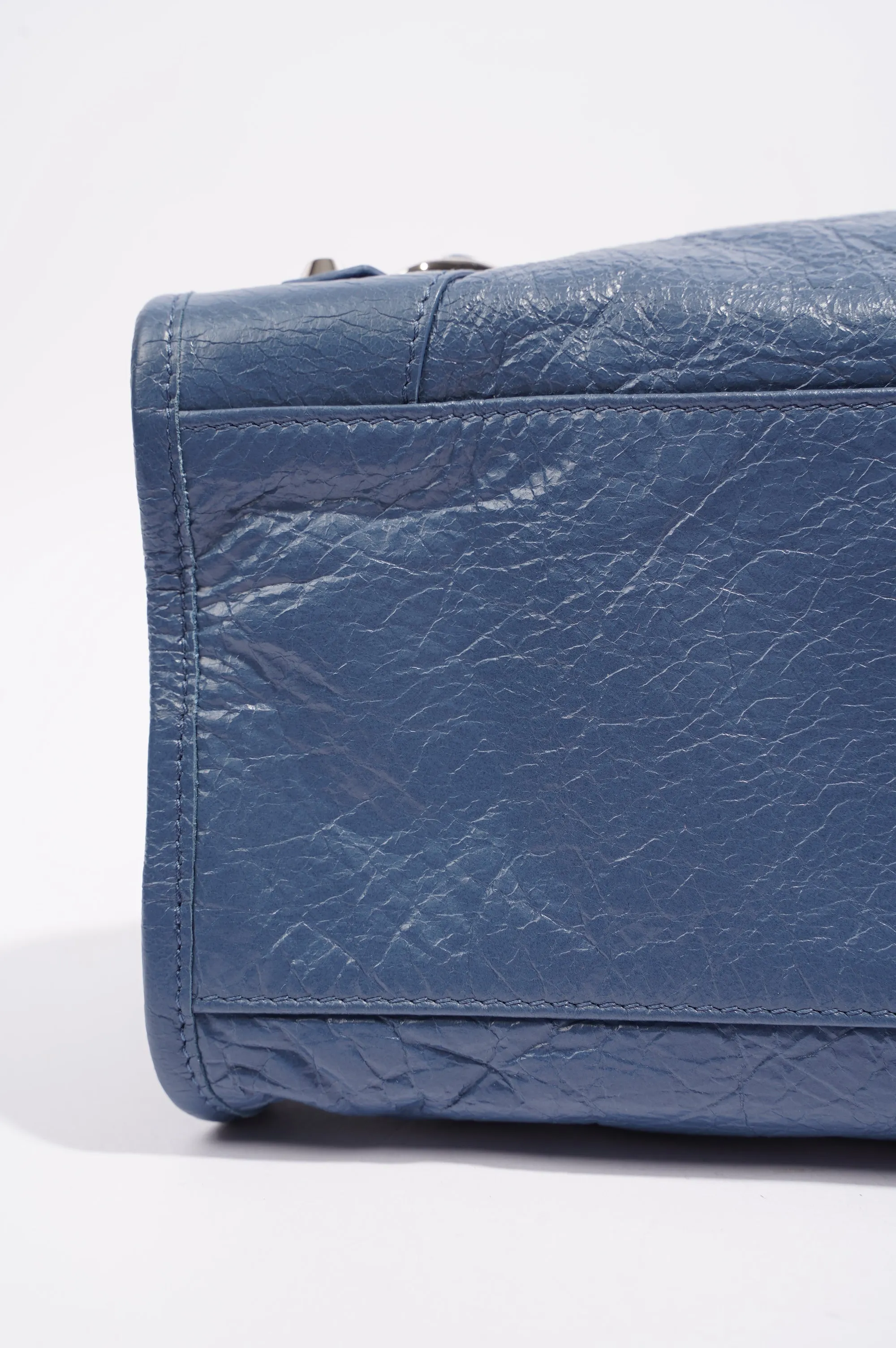 Balenciaga Womens Classic City Bag Blue Leather Small