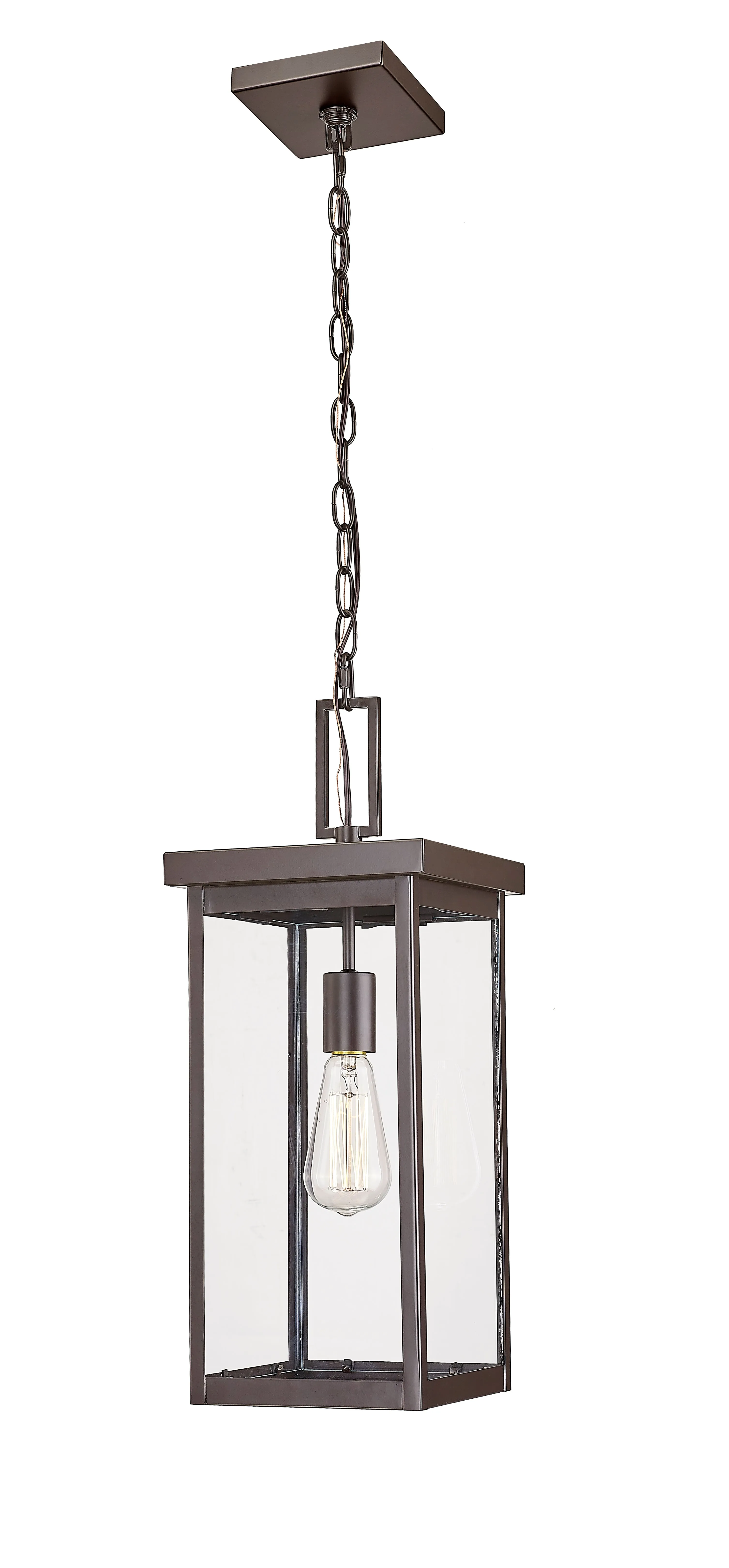 Barkeley 20 in. Outdoor Hanging Lantern Powder Coated Bronze Finish