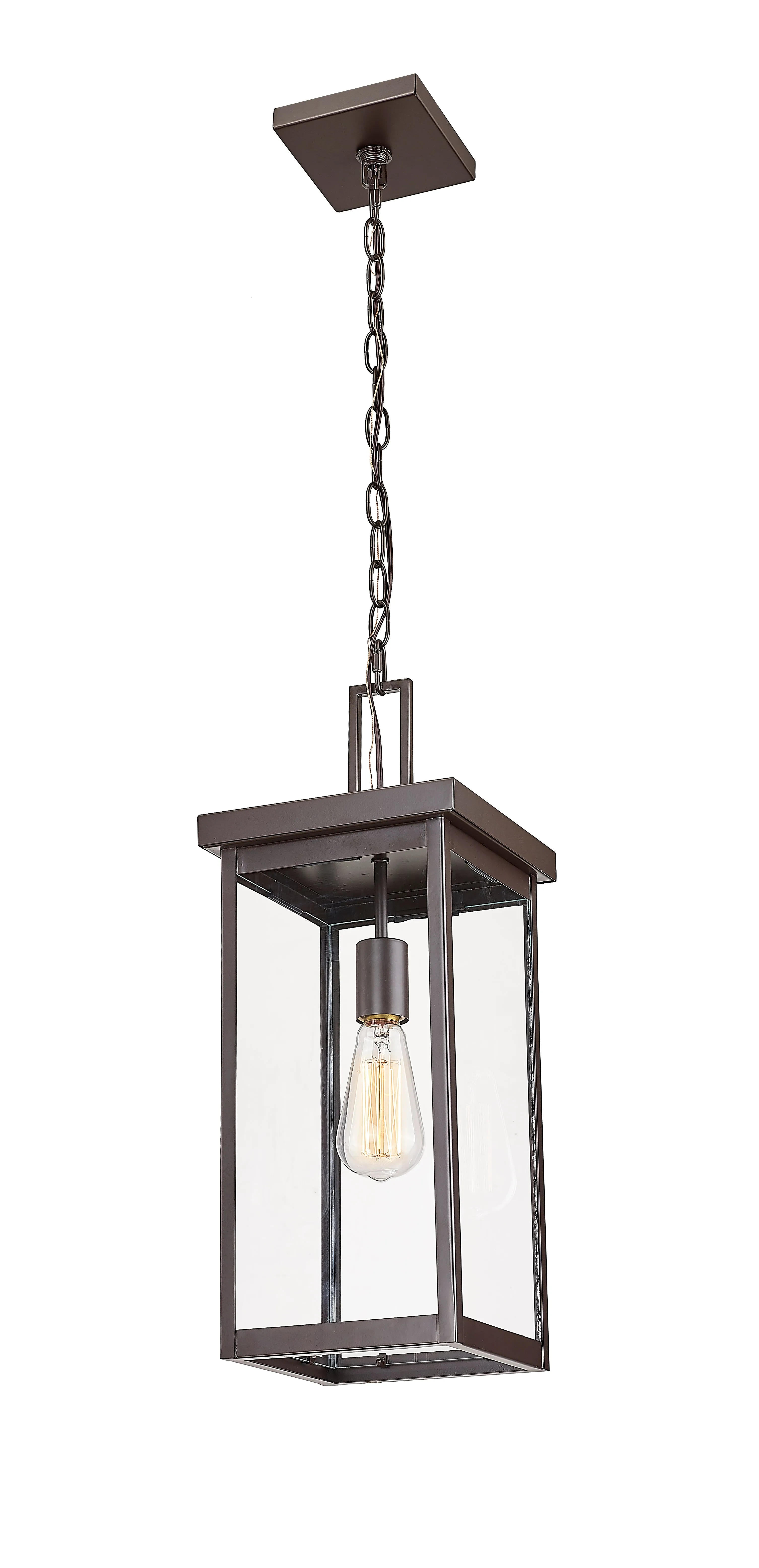Barkeley 20 in. Outdoor Hanging Lantern Powder Coated Bronze Finish