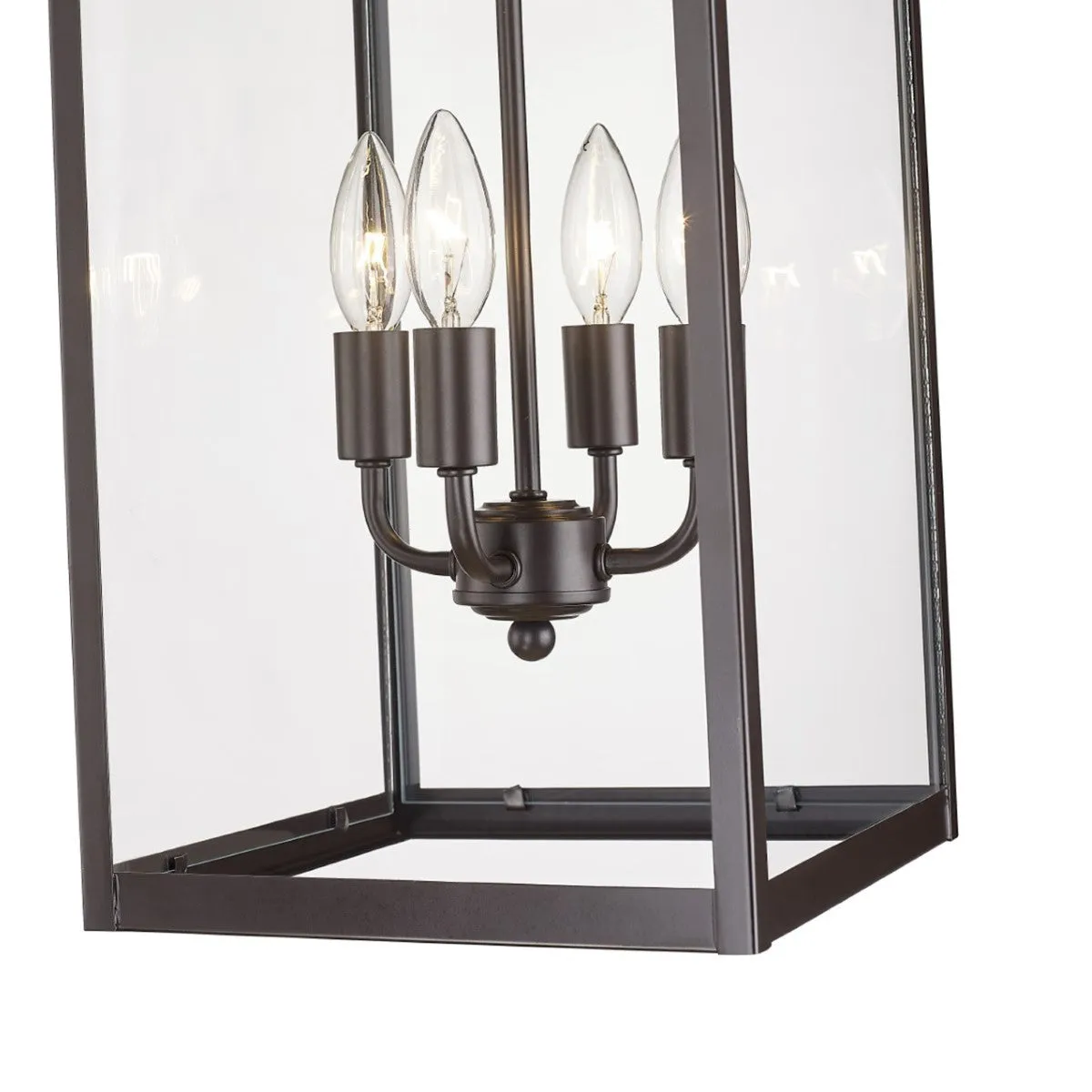 Barkeley 27 in. 4 Lights Outdoor Hanging Lantern Powder Coated Bronze Finish