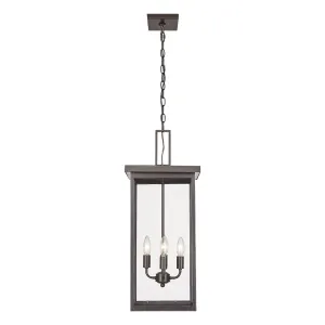 Barkeley 27 in. 4 Lights Outdoor Hanging Lantern Powder Coated Bronze Finish