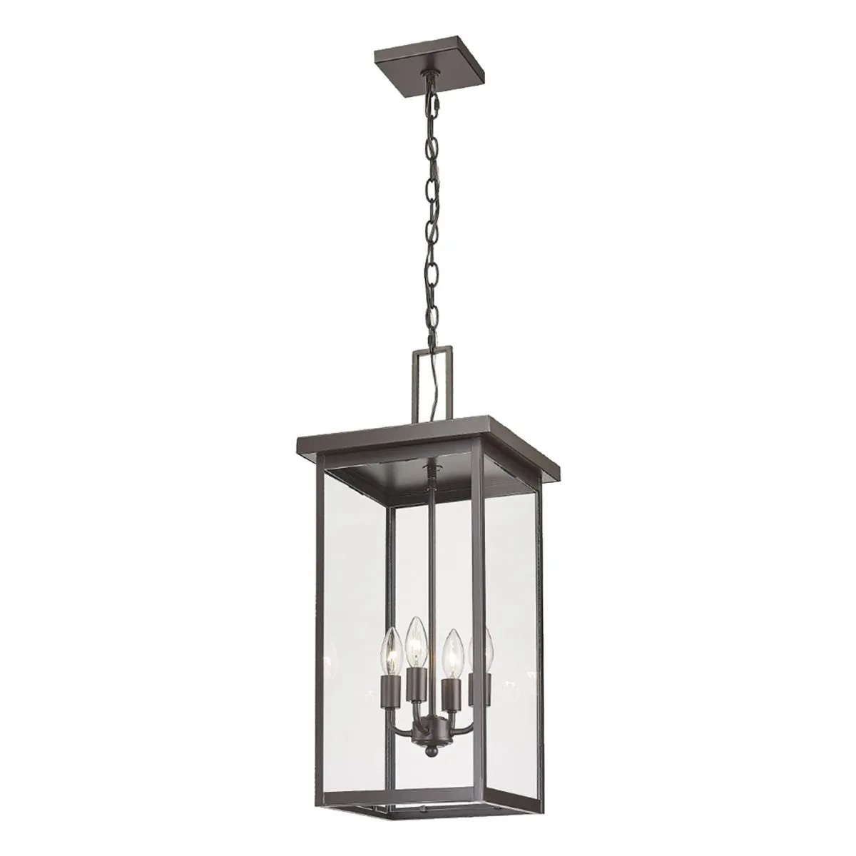 Barkeley 27 in. 4 Lights Outdoor Hanging Lantern Powder Coated Bronze Finish