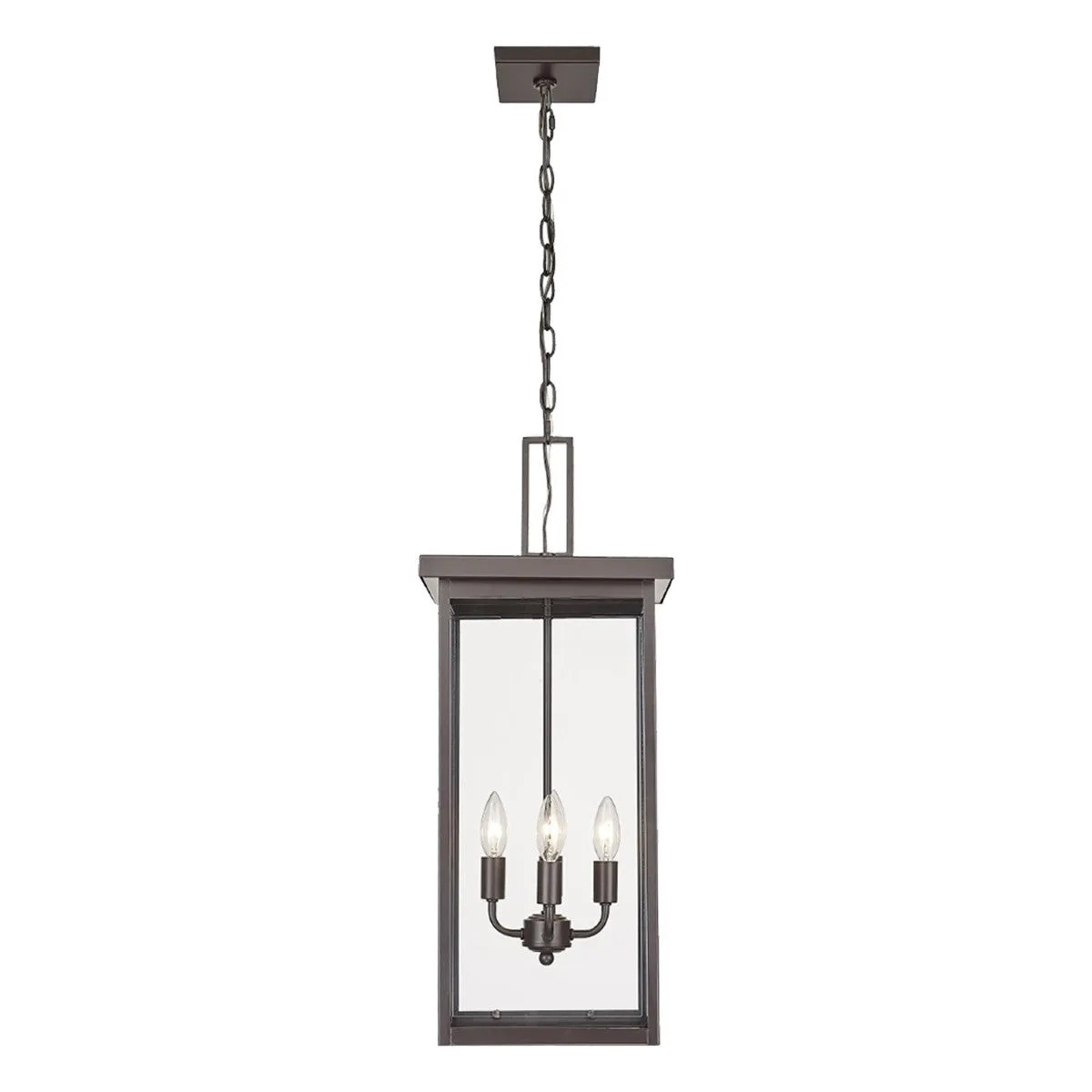 Barkeley 27 in. 4 Lights Outdoor Hanging Lantern Powder Coated Bronze Finish