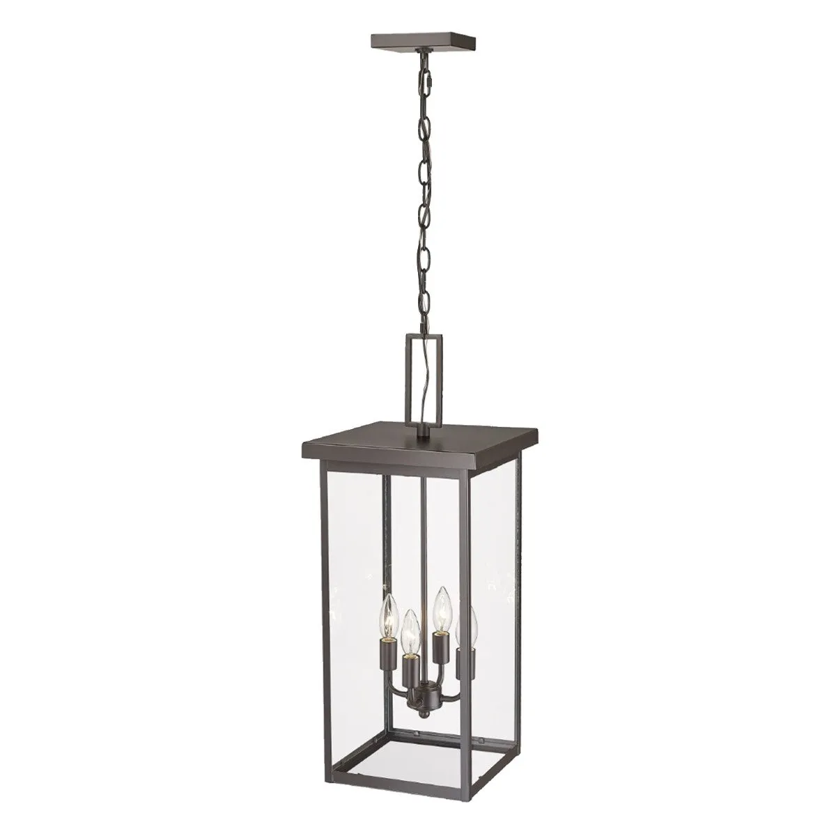 Barkeley 27 in. 4 Lights Outdoor Hanging Lantern Powder Coated Bronze Finish