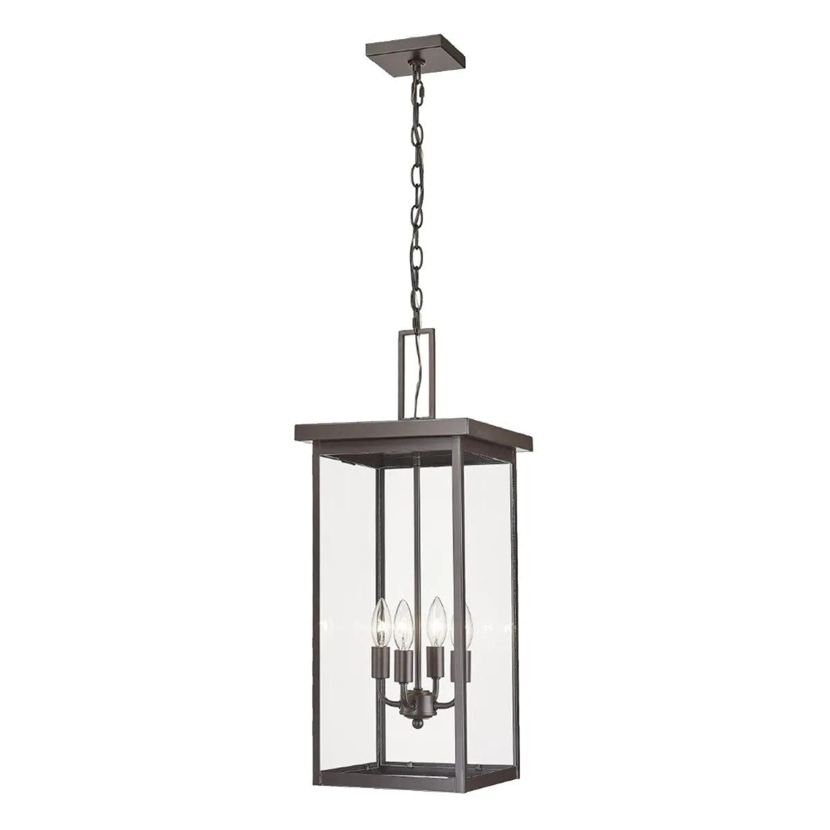 Barkeley 27 in. 4 Lights Outdoor Hanging Lantern Powder Coated Bronze Finish