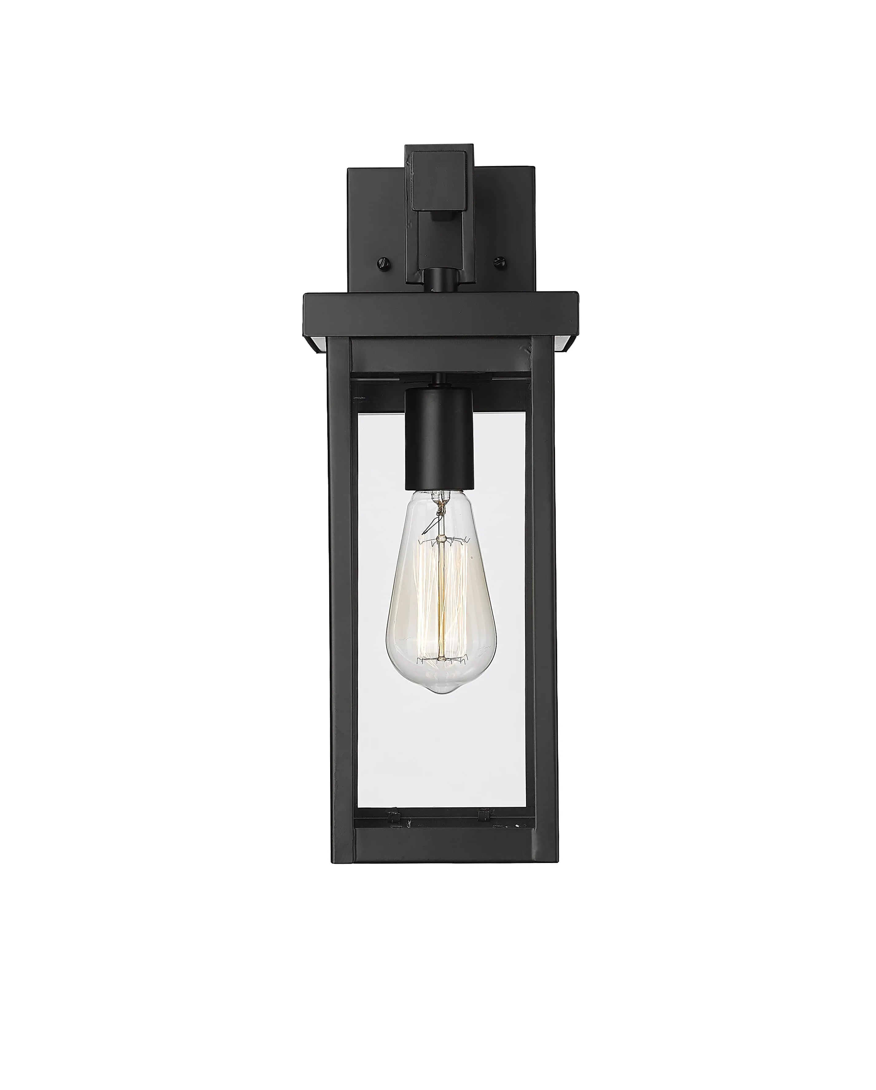 Barkeley Outdoor Wall Sconce - Powder Coated Black - Clear Glass - 7.5in. Extension - E26 Medium Base