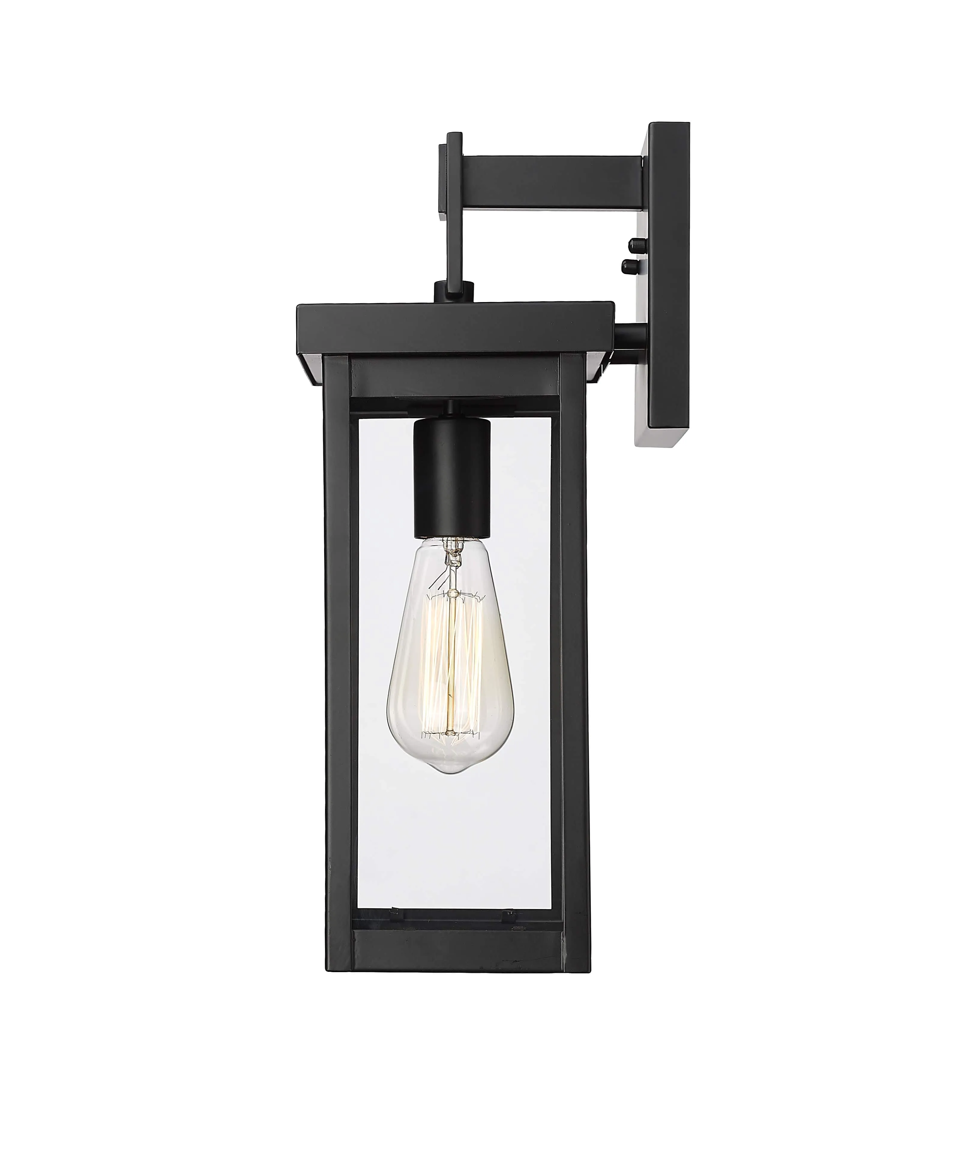 Barkeley Outdoor Wall Sconce - Powder Coated Black - Clear Glass - 7.5in. Extension - E26 Medium Base