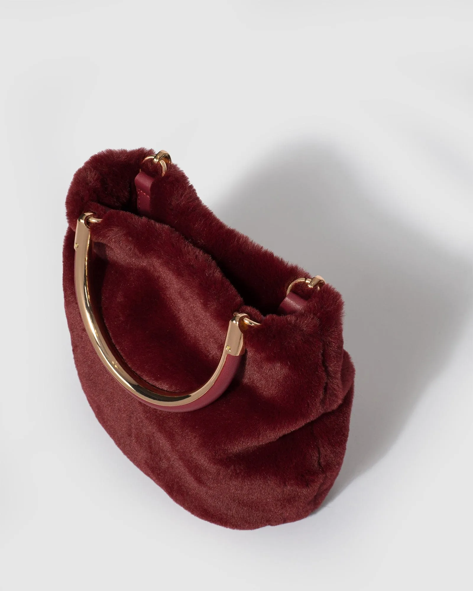 Berry Melis Fur Top Handle Bag