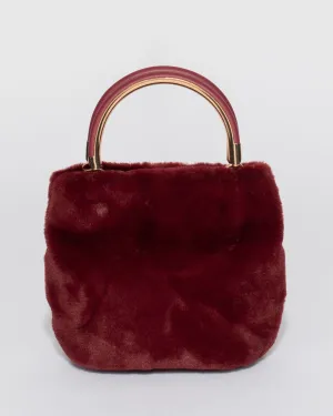 Berry Melis Fur Top Handle Bag