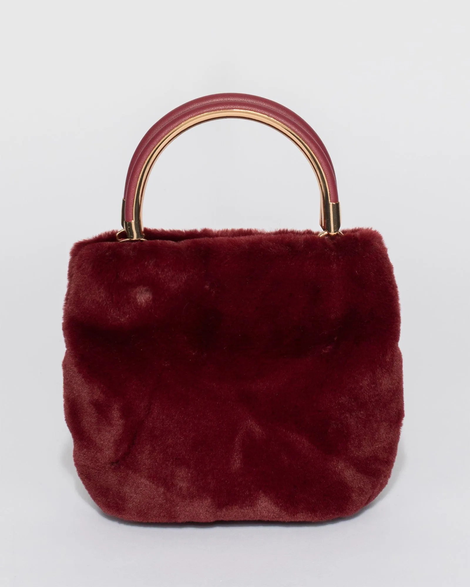 Berry Melis Fur Top Handle Bag
