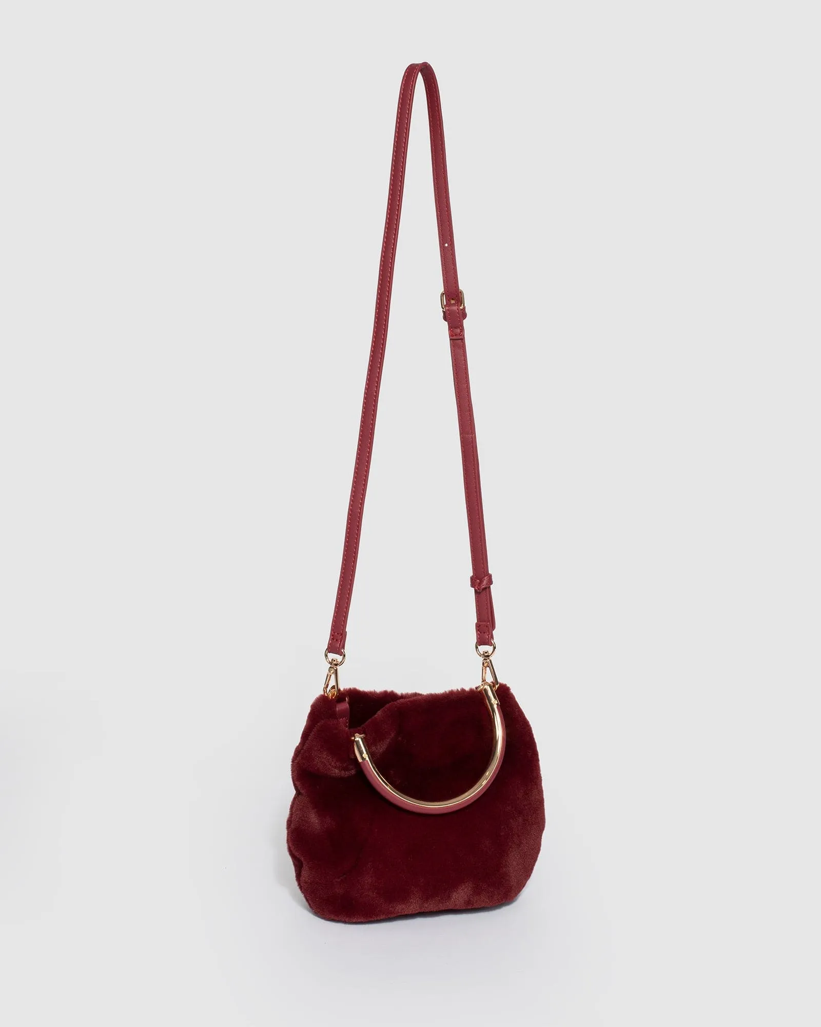 Berry Melis Fur Top Handle Bag