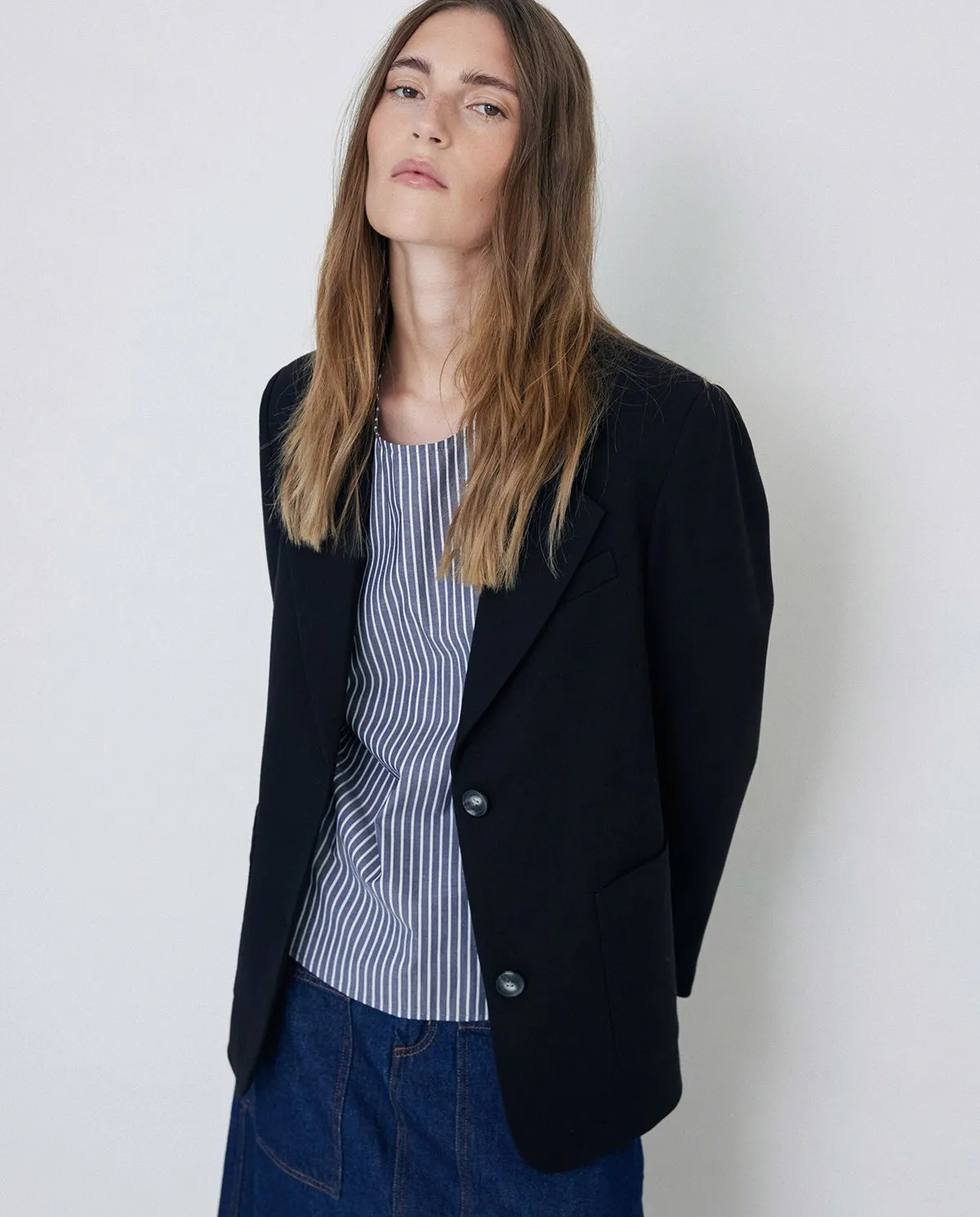 Blazer in fibra riciclata nero