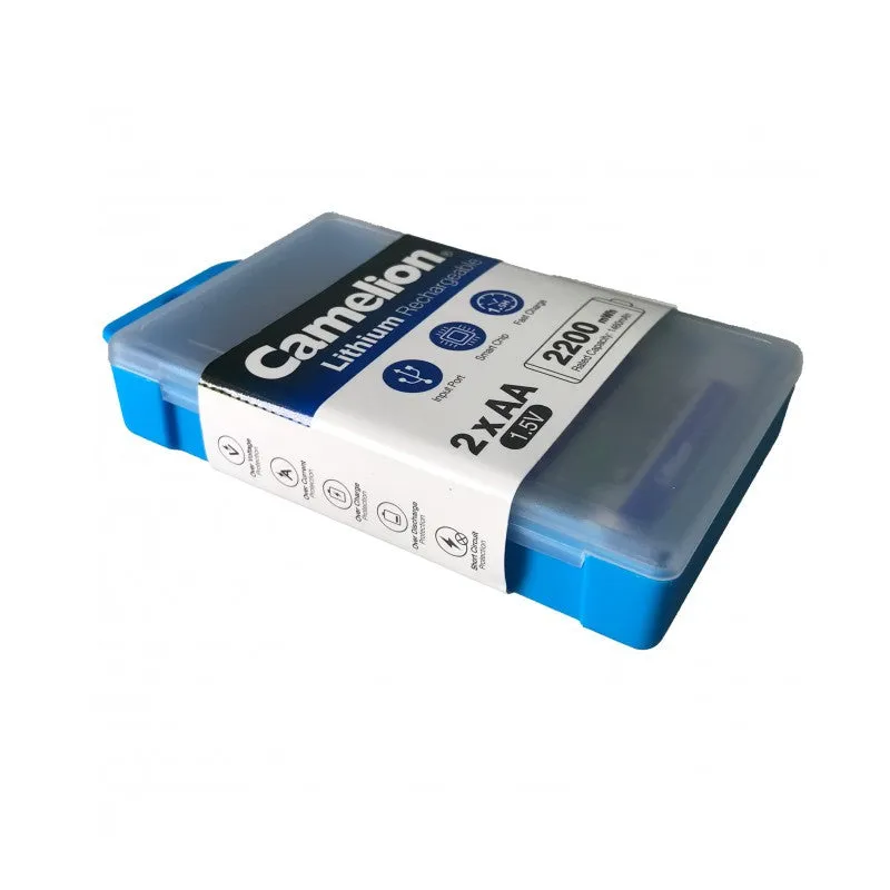 CAMELION Rechargeable lithium Battery: Type-C input Battery UB-AAA650-PBH2 ( 2pcs/box 10cm Type A to Type C x 2 cable ) 1.5V Lithium AAA Rechargeable - 430mah / 650mWh 7