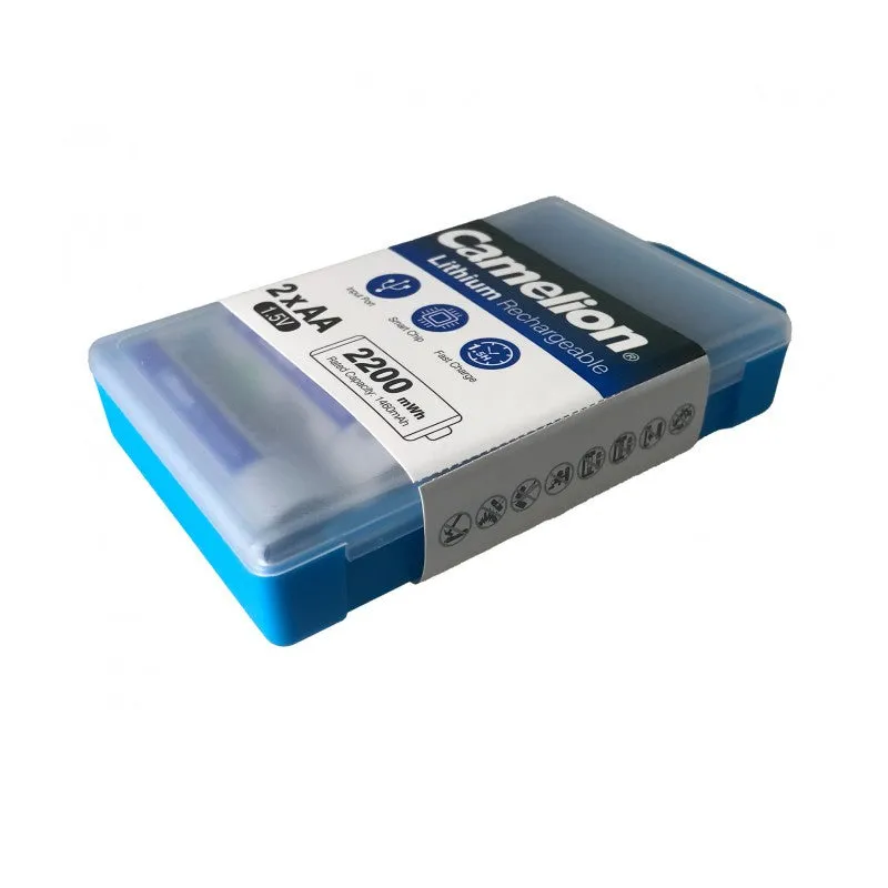 CAMELION Rechargeable lithium Battery: Type-C input Battery UB-AAA650-PBH2 ( 2pcs/box 10cm Type A to Type C x 2 cable ) 1.5V Lithium AAA Rechargeable - 430mah / 650mWh 7