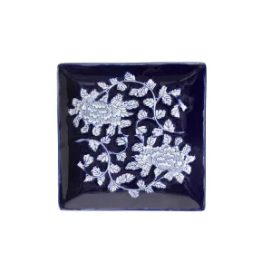 Claymont Floral Vine Plate Blue And White 12.5X12.5X2cm