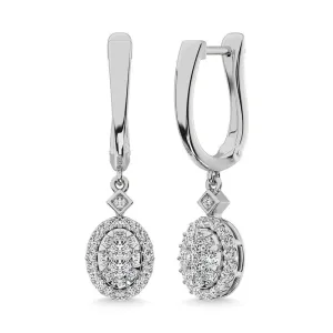 Diamond 1/2 Ct.Tw. Cluster Danglers Earrings in 10K White Gold