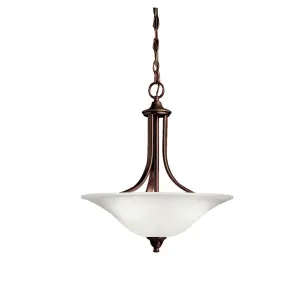 Dover 20" 3-Light Convertible Pendant Light with Satin Etched Seeded Glass, Tannery Bronze Finish