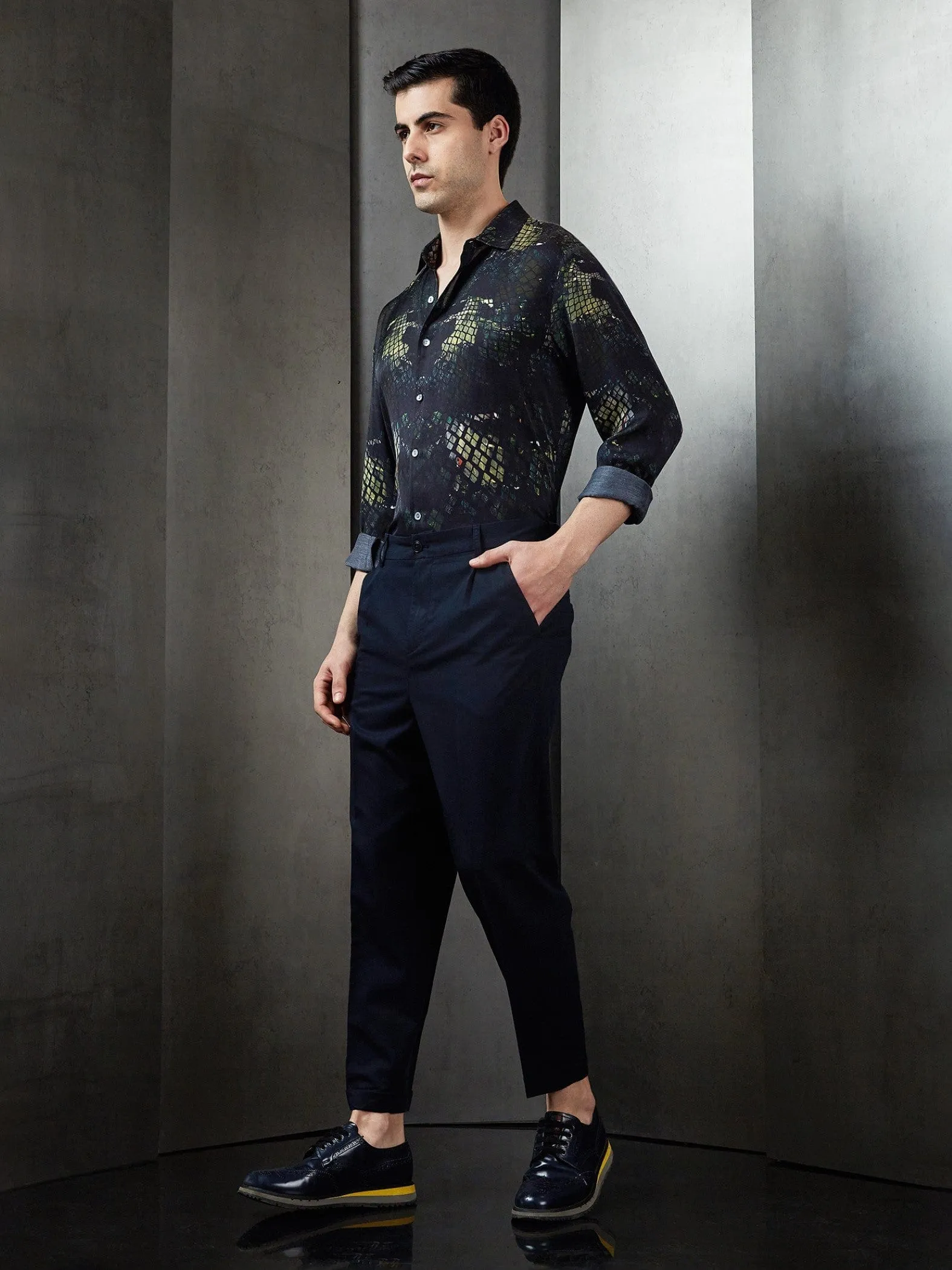 Drifting Satin Boxes Printed Full Shirt