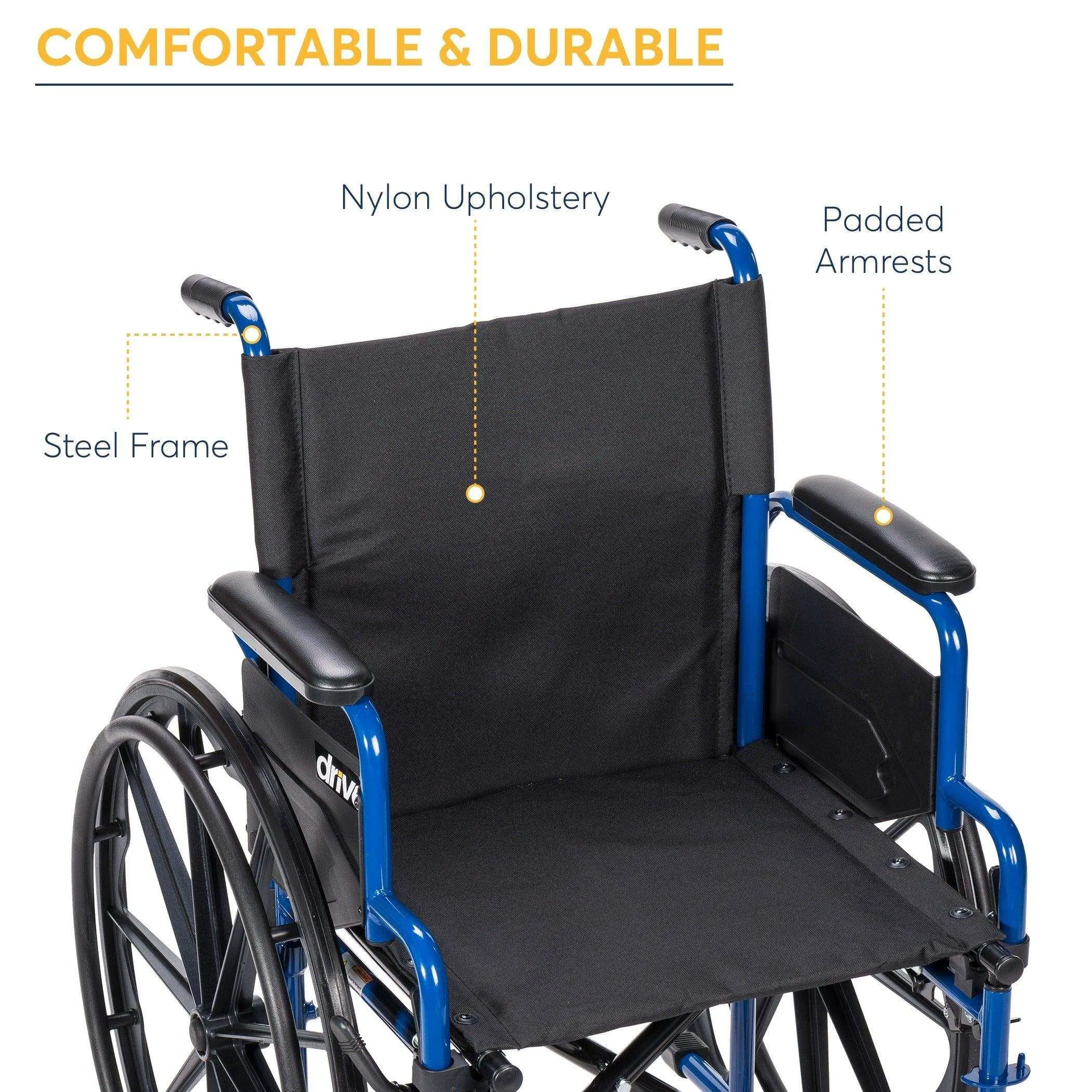 Drive Medical Blue Streak Wheelchair with Flip Back Desk Arms