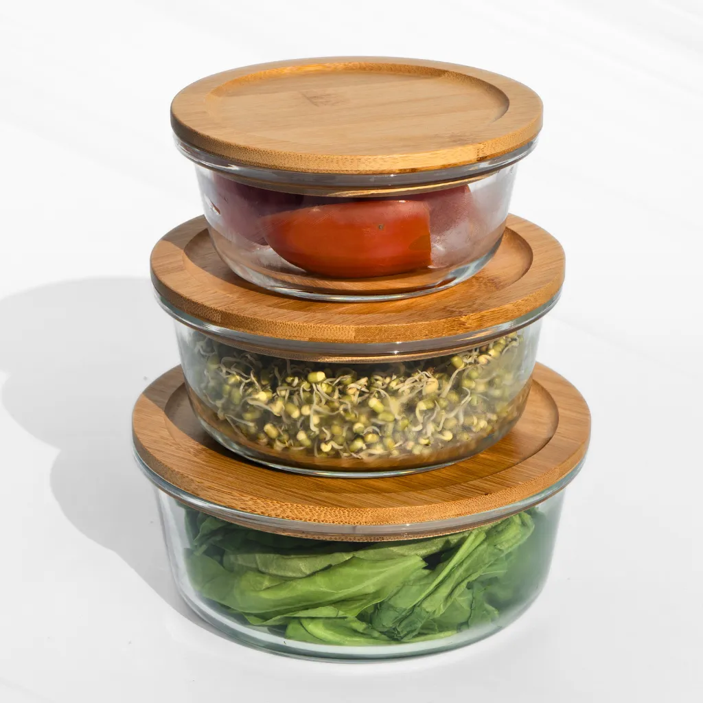 Eco Friendly Borosilicate Glass Containers (Set of 3)