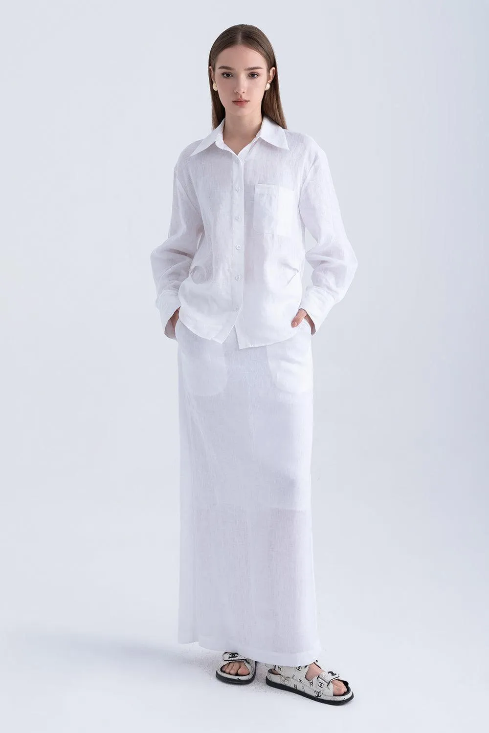 Erza Straight Patch Pocket Linen Shirt