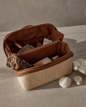 EXPANDABLE COSMETIC CASE - NATURAL RAFFIA