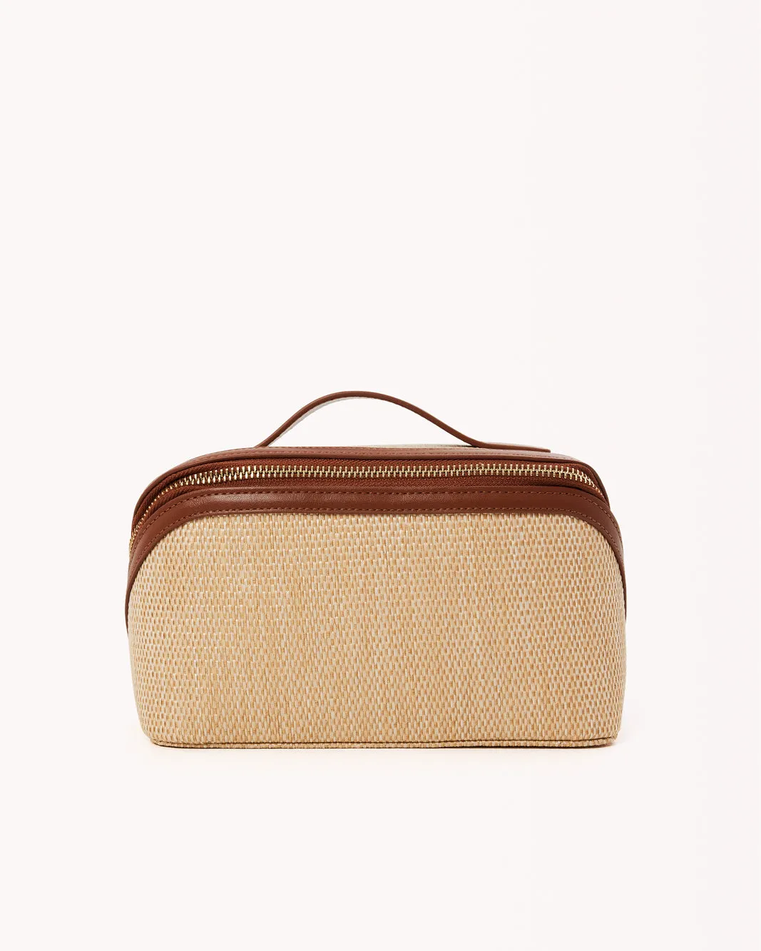 EXPANDABLE COSMETIC CASE - NATURAL RAFFIA