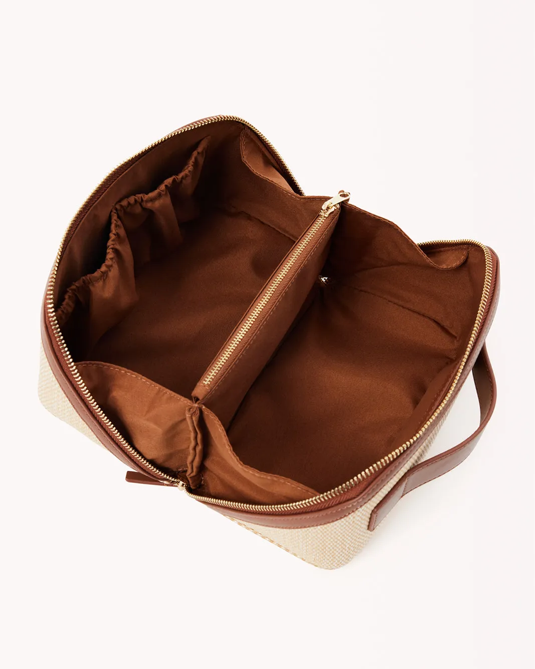 EXPANDABLE COSMETIC CASE - NATURAL RAFFIA