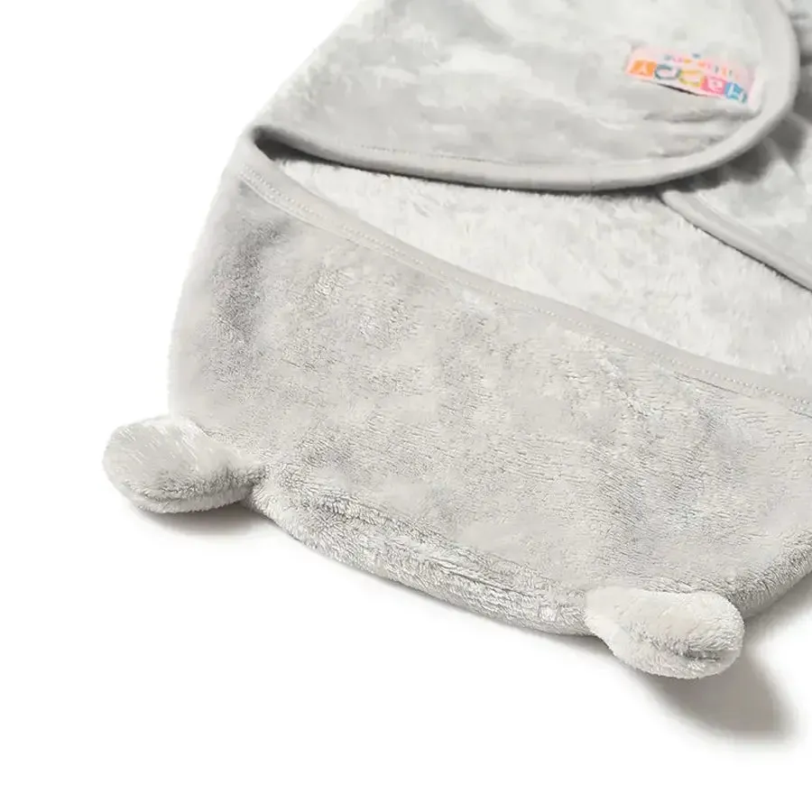Flurry Knitted Hooded Wrap - Grey