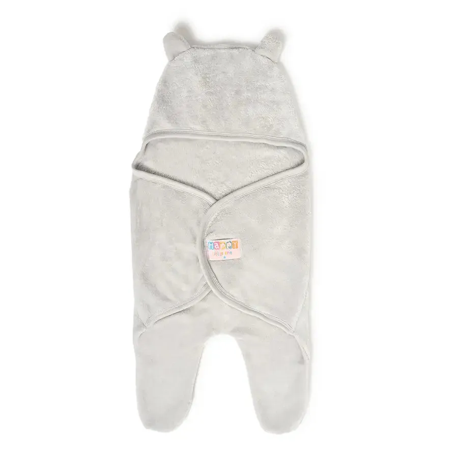 Flurry Knitted Hooded Wrap - Grey