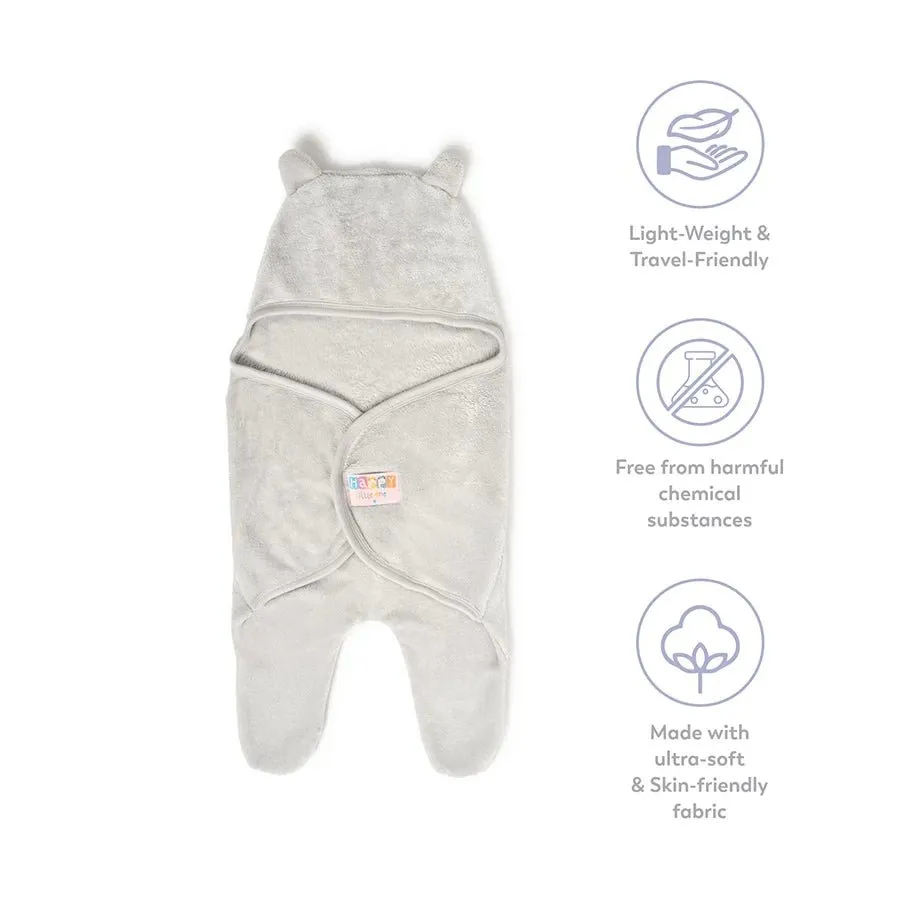 Flurry Knitted Hooded Wrap - Grey