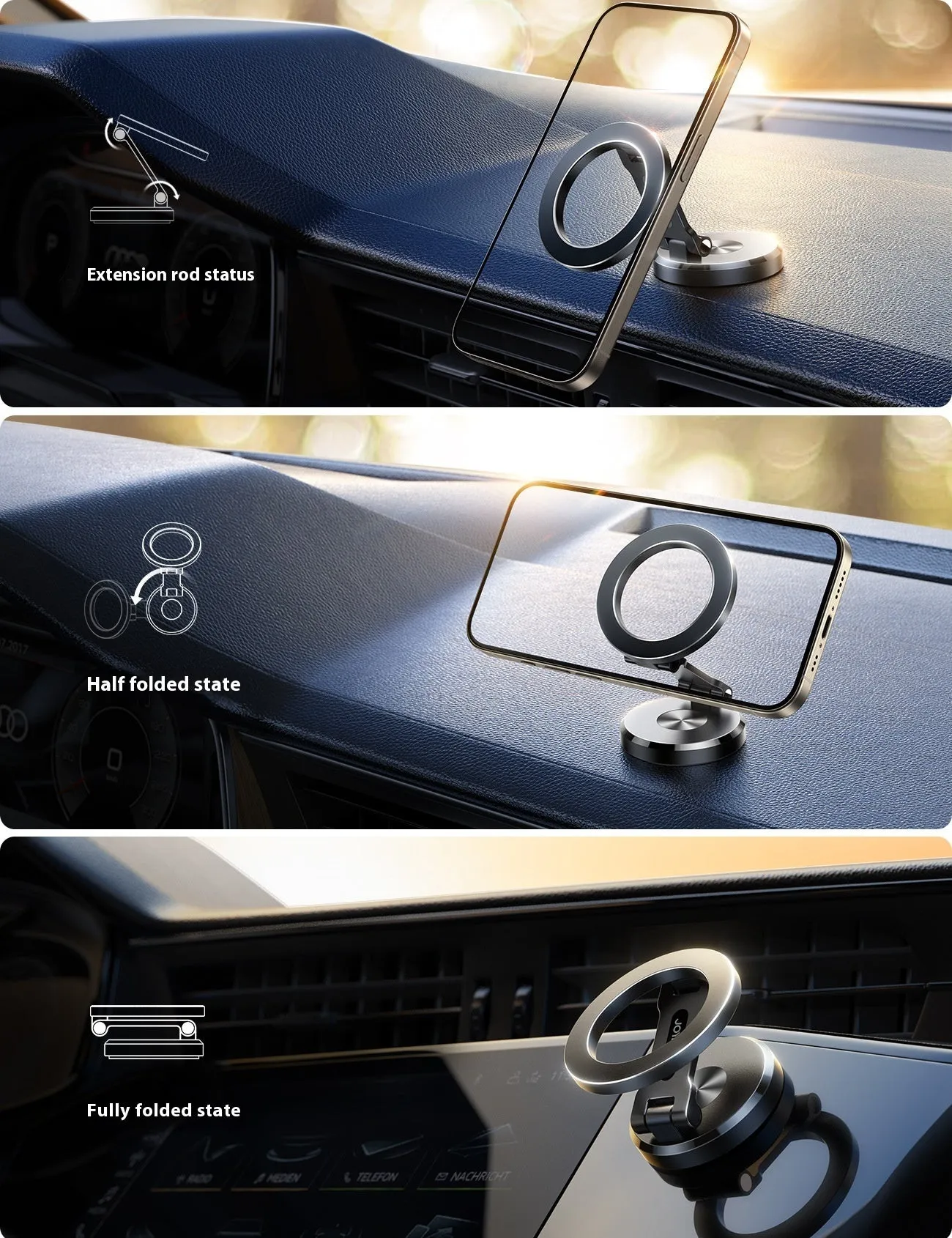 Folding Magnetic Car Phone Holder